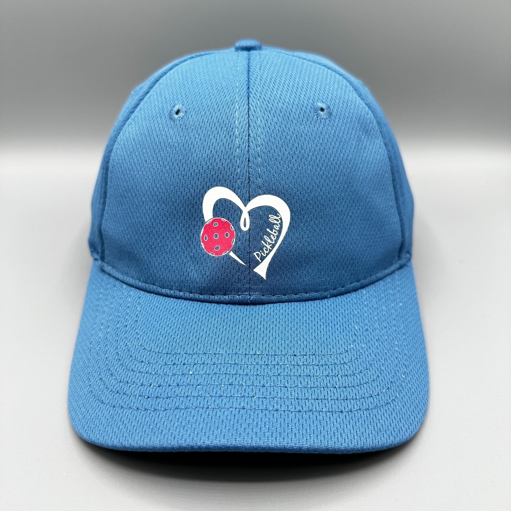 Sport-Tek Pickleball Heart Tennis Hat Blue Adjustable Polyester Adult Cap